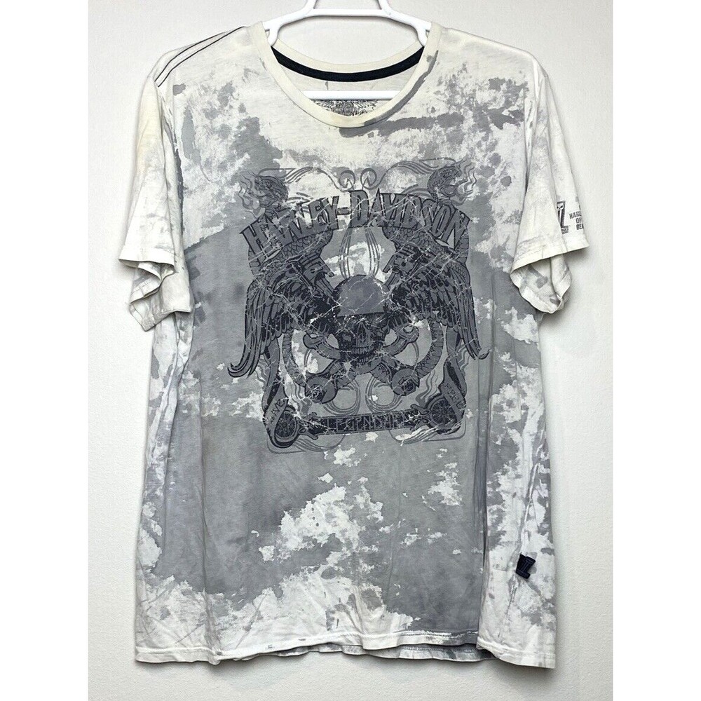 Harley Davidson Mens T`-Shirt Gray Size Large Skull Wings Size XXL‎ - thin shirt